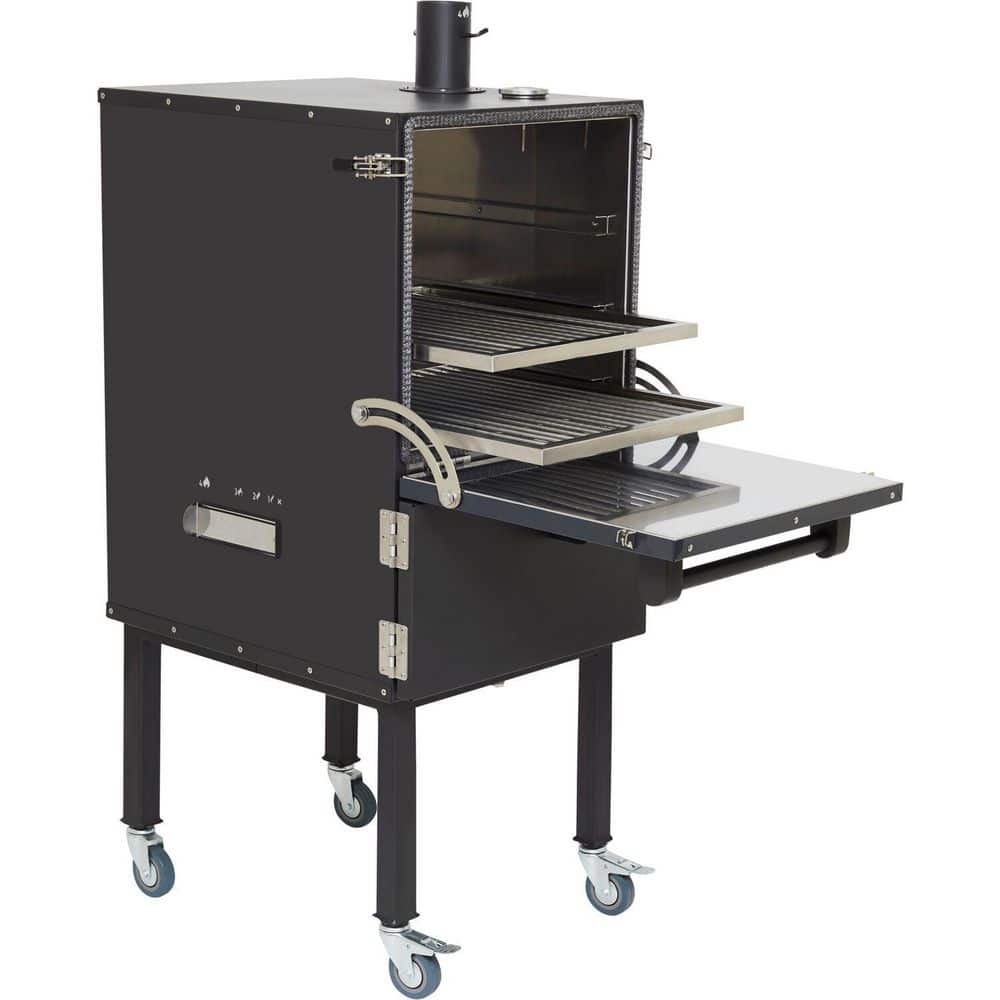H1 Multi-Purpose Stainless Steel Charcoal Oven Grill and Smoker in Black Truffle