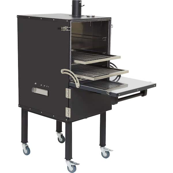 KEVERI H1 Multi-Purpose Stainless Steel Charcoal Oven Grill and Smoker in Black Truffle