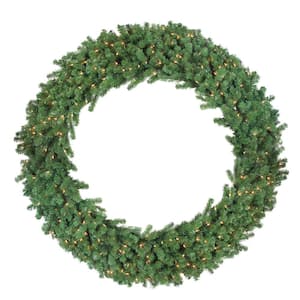 6 ft. Pre-Lit Deluxe Windsor Pine Artificial Christmas Wreath with Clear Lights