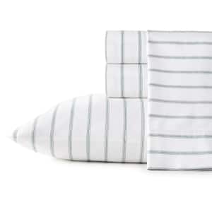 Trenton Stripe 4-Piece Gray Cotton Full Sheet Set