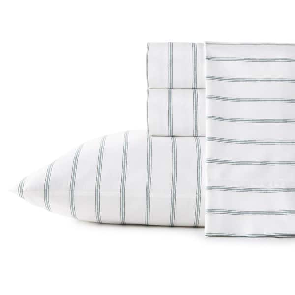 Trenton Stripe 4-Piece Gray Cotton Queen Sheet Set