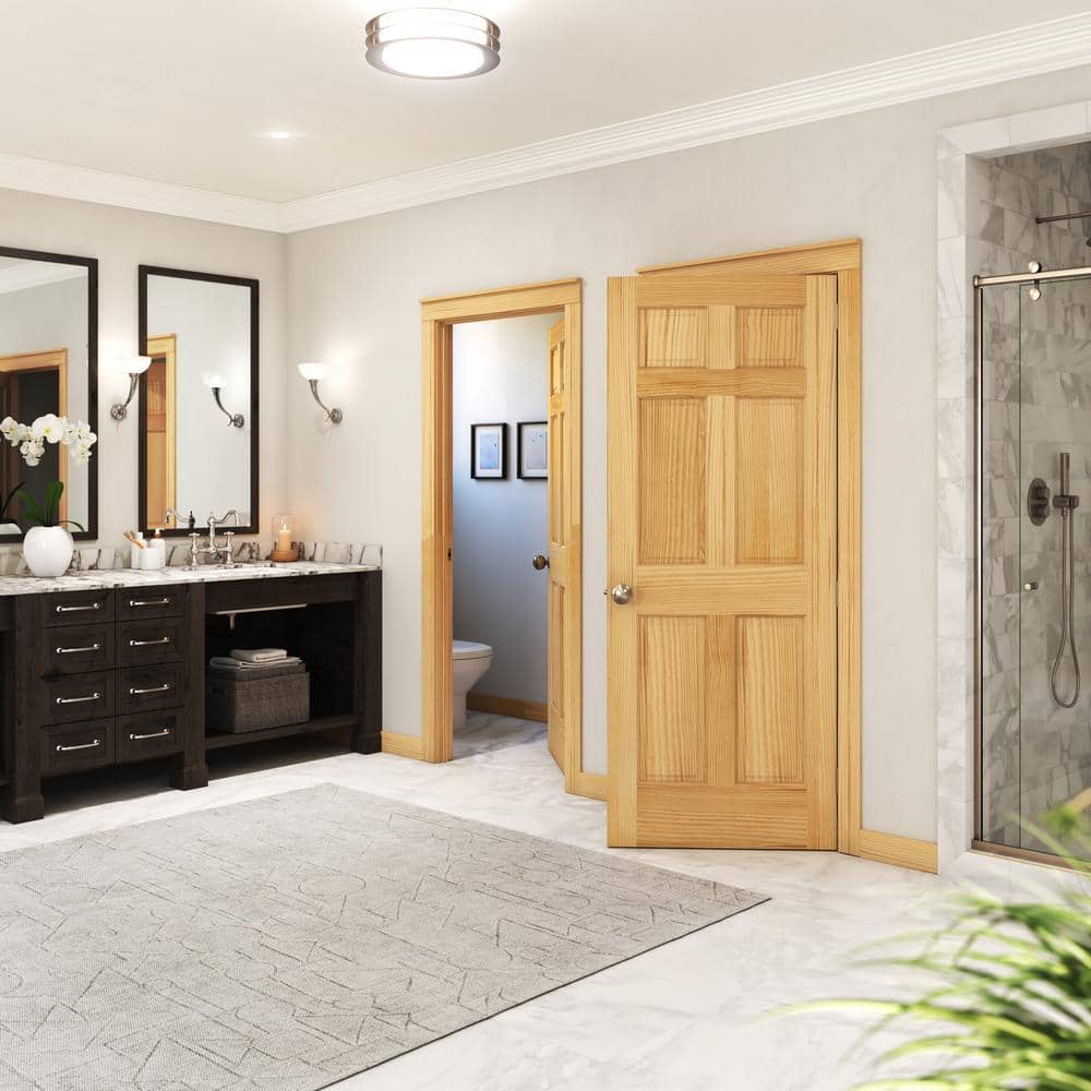 80" x 28" Unfinished Clear Pine 6-Panel Solid Wood Door