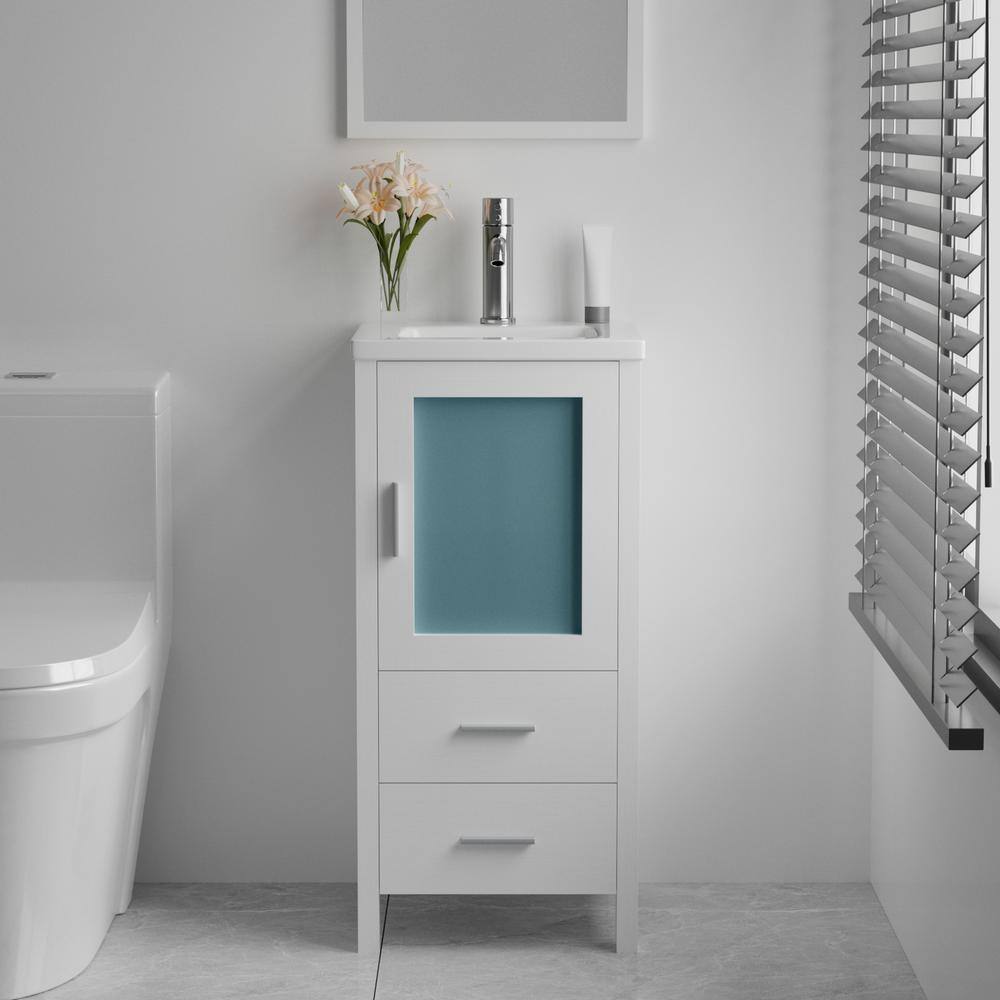 Have a question about 16 in. White Bathroom Sink Vanity Set, Minimalist