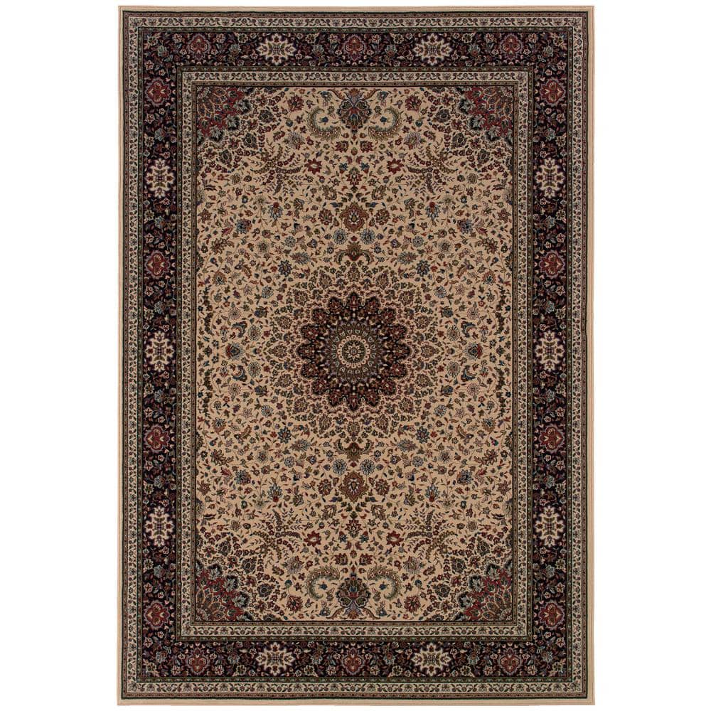 AVERLEY HOME Alyssa Ivory/Black 8 ft. x 8 ft. Square Oriental Area Rug ...