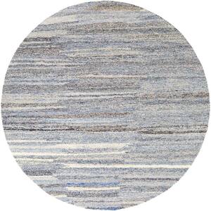 Inteus Sky Blue 8 ft. x 8 ft. Round Indoor Area Rug