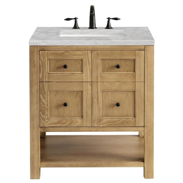 James Martin Vanities Breckenridge 30.0 in. W x 23.5 in. D x 34.2 in. H Single Bathroom Vanity Light Natural Oak and Victorian Silver Top