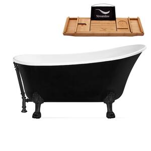 59 in. Acrylic Clawfoot Non-Whirlpool Bathtub in Black