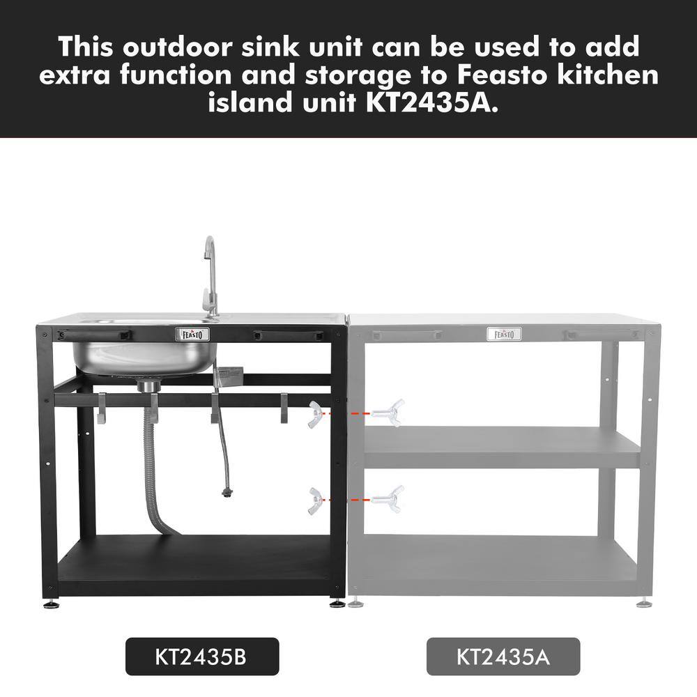 35" Stainless Steel Outdoor Sink with Shelf and Wheels