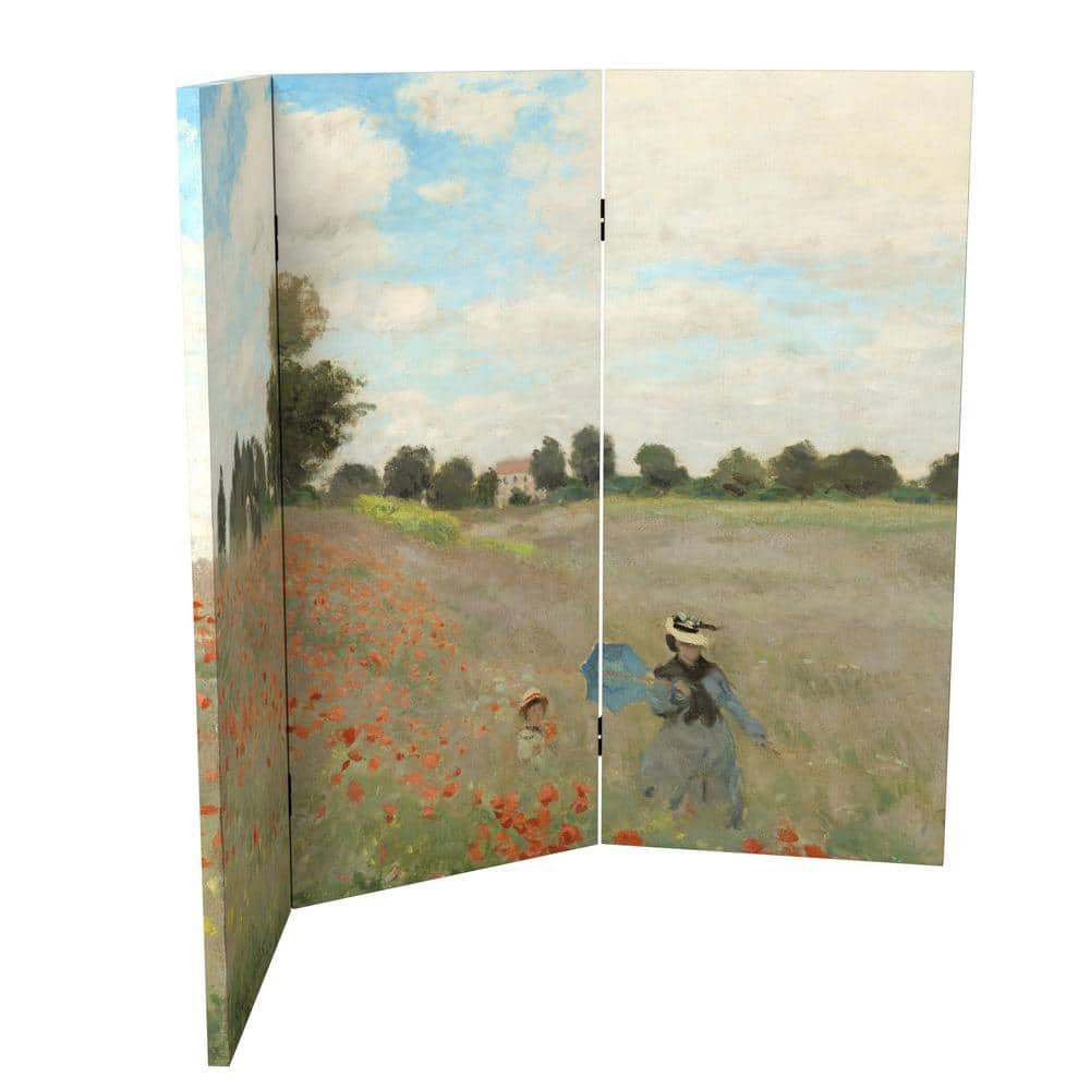 36" Double Sided Monet Canvas Folding Screen Room Divider