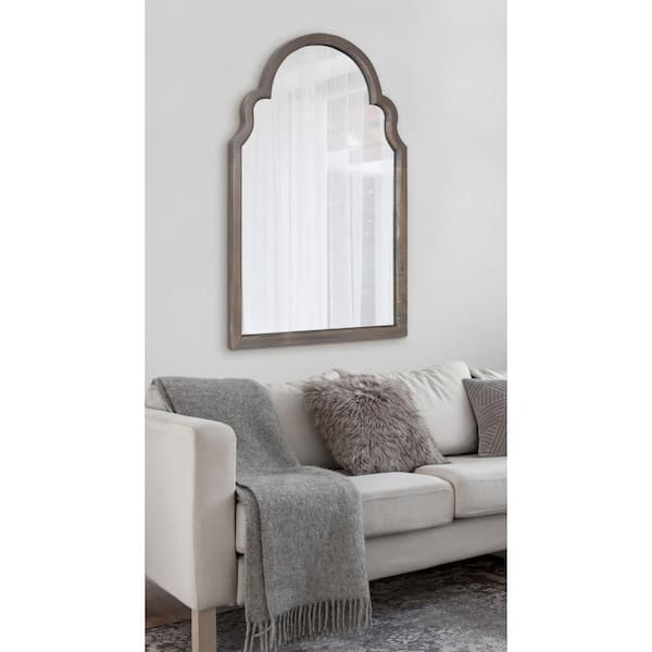 Hogan 35.98 in. H x 24.02 in. W Rustic Arch Framed Gray Wall Mirror