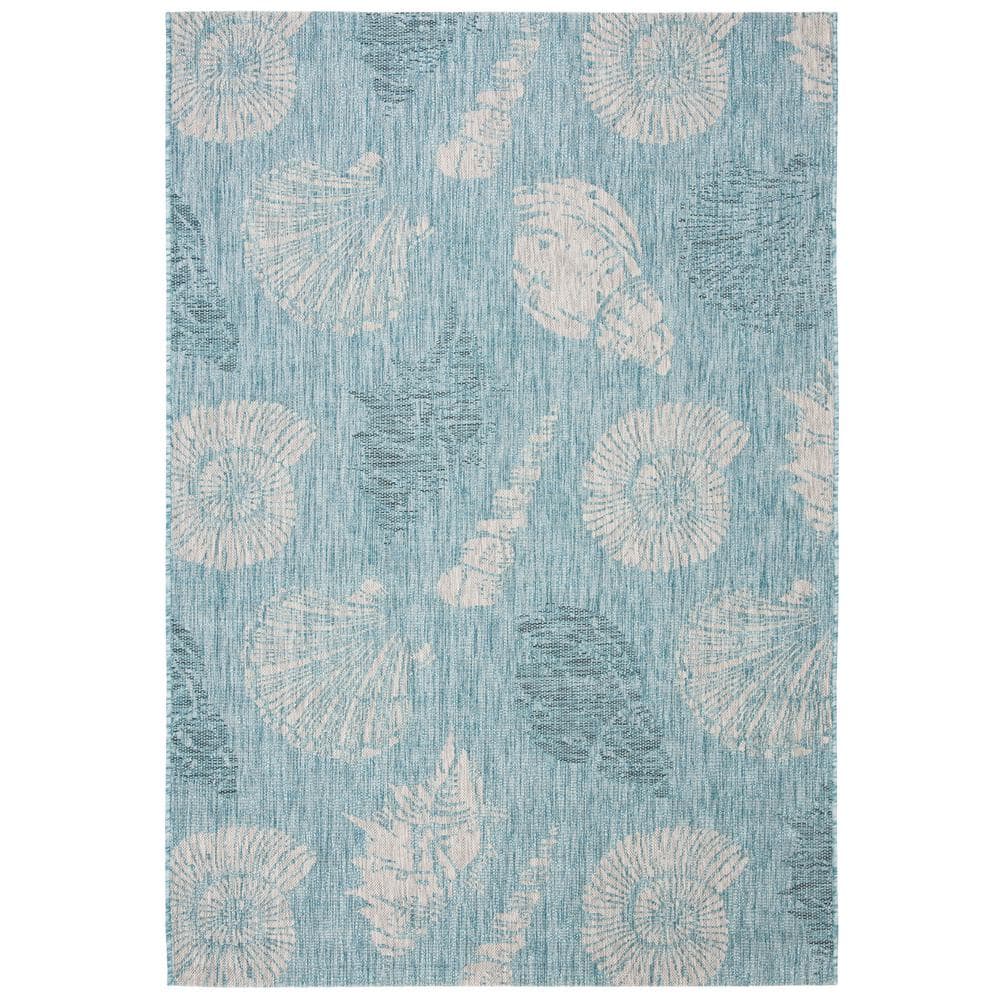 Courtyard Aqua/Cream 9 ft. x 12 ft. Geometric Indoor/Outdoor Patio  Area Rug price history on PriceWatchPro