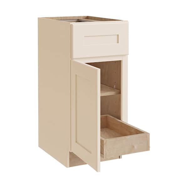 Home Decorators Collection Newport 18 in. W x 24 in. D x 34.5 in. H Assembled Plywood Base Kitchen Cabinet in Blended Cream with 1ROT Soft Close LH