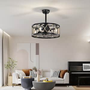 20.4 in. 4-Light Smart Indoor Matte Black Cage Ceiling Fan with Light Kit and Remote Control