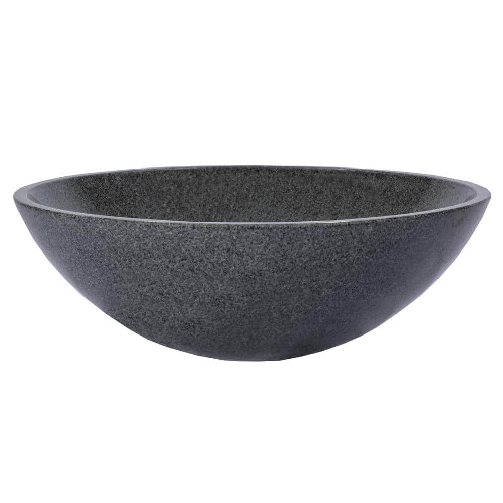 Sesame Gray Granite Circular Wall-Mount Bathroom Sink