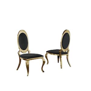 Sally Black Velvet Gold Stainless Steel Legs Side Chairs (Set of 2)