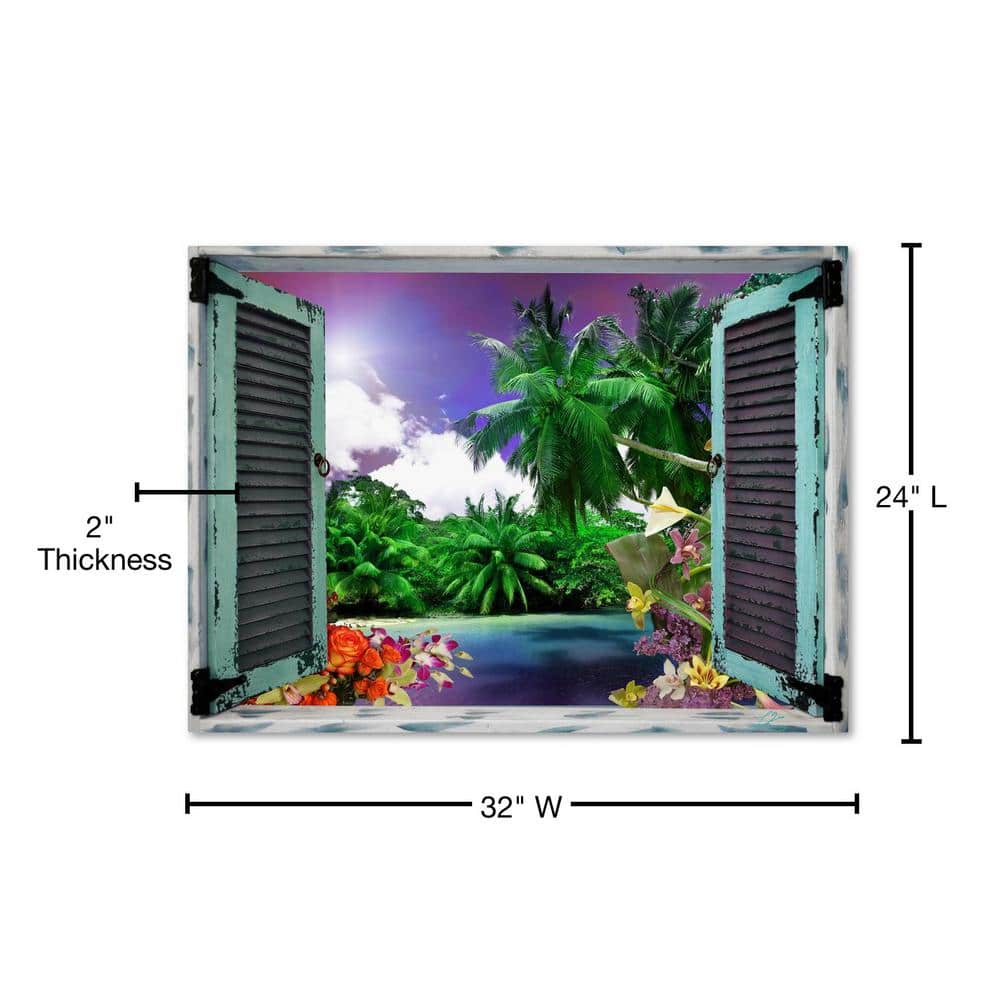 Tropical Paradise Window View Canvas Print 24x32