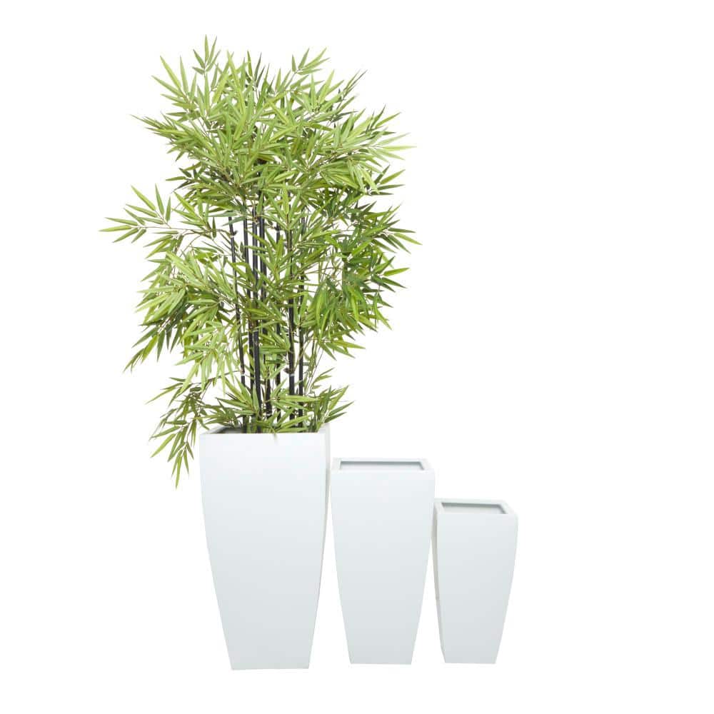 Extra Large Modern Square Metal Planter, White - Indoor/Outdoor