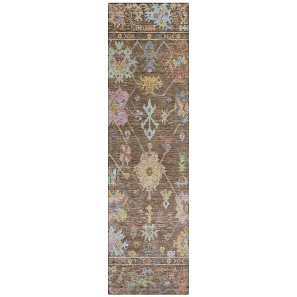 Chantille Machine Washable Indoor/Outdoor Abstract ACN2234 Brown 2 ft. 3 in. x 7 ft. 6 in. Runner Rug