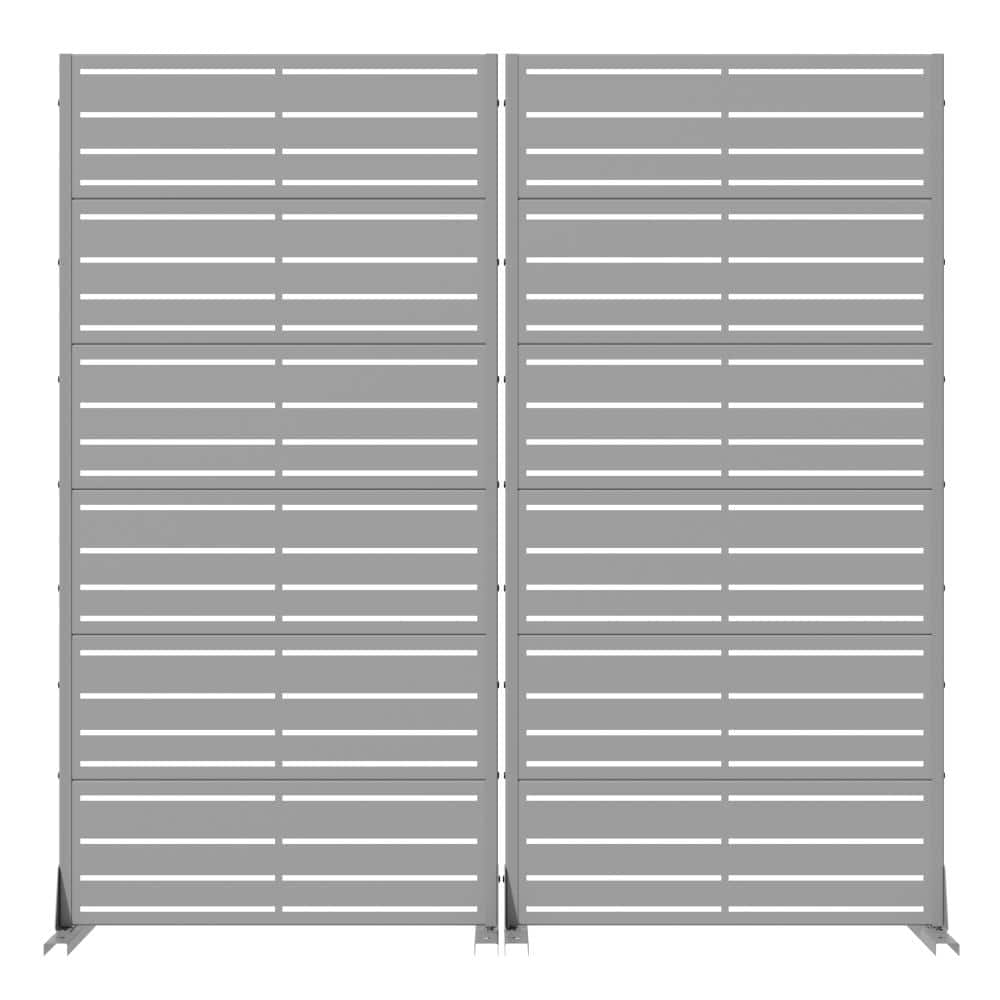 72 in. H x 35.5 in. W Outdoor Gray Galvanized Steel Decorative Garden Fence Privacy Screen (2-Pack) price history on PriceWatchPro