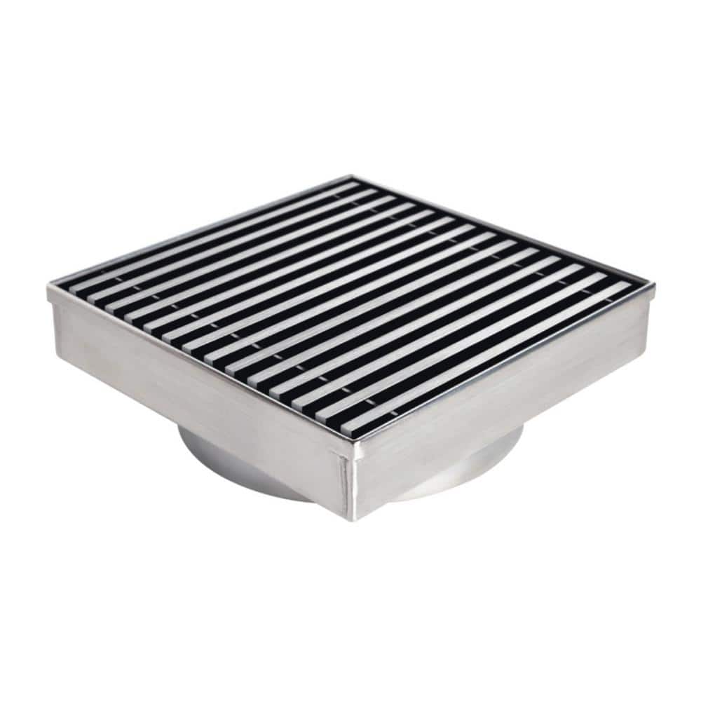 8'' Square Stainless Steel Shower Drain with Linear Grate