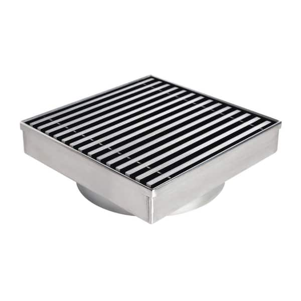 RELN 8 in. x 8 in. Stainless Steel Square Shower Drain with Wave