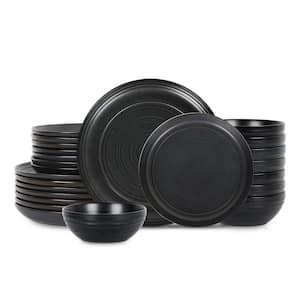 Elio 24-Piece Black Stoneware Dinnerware Set (Service for 8)