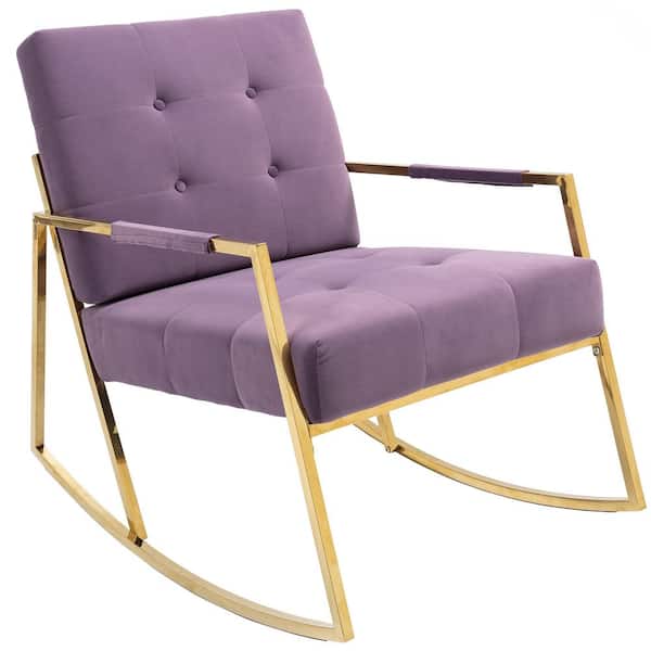 ATHMILE Purple Polyester Rocking Chair with Stainless Steel Feet (Set of 1)