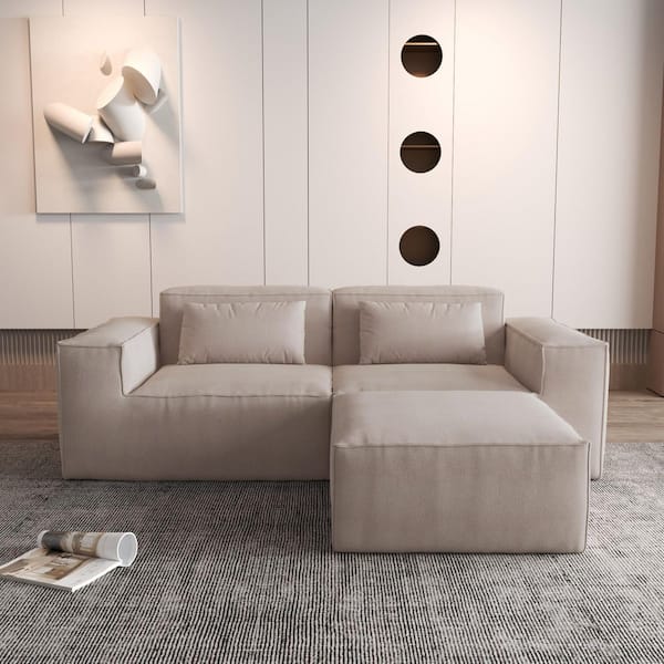 J&E Home 149.62 in. Oversized Square Arm Velvet 6-Piece Modular