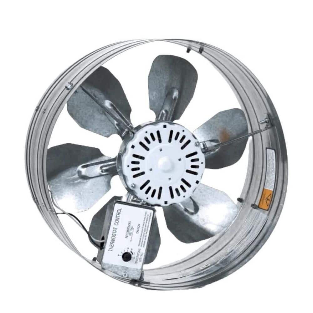 iLIVING 14 in. Single Speed Gable Mount Attic Ventilator Fan with Adjustable Thermostat, 3.10 Amp