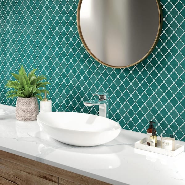 LuxeCraft Mystique Gloss 11 in. x 12 in. Glazed Ceramic Arabesque Mosaic Tile (7.4 sq. ft./Case)