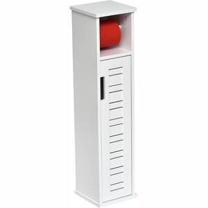 2-in-1 Toilet Roll Holder and Storage Unit Cabinet in White