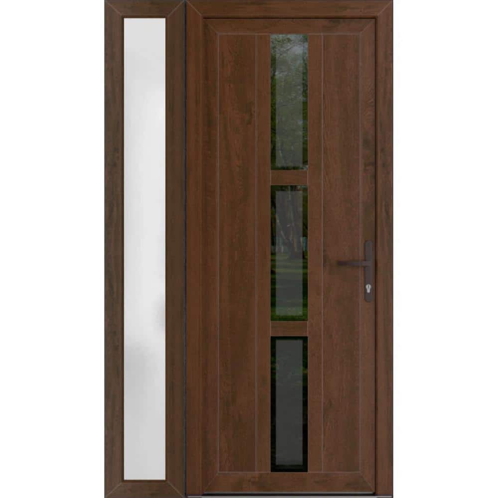 50 in. x 80 in. Left-hand/Inswing Mirrored Glass Walnut Steel Prehung Front Door with Hardware price history on PriceWatchPro