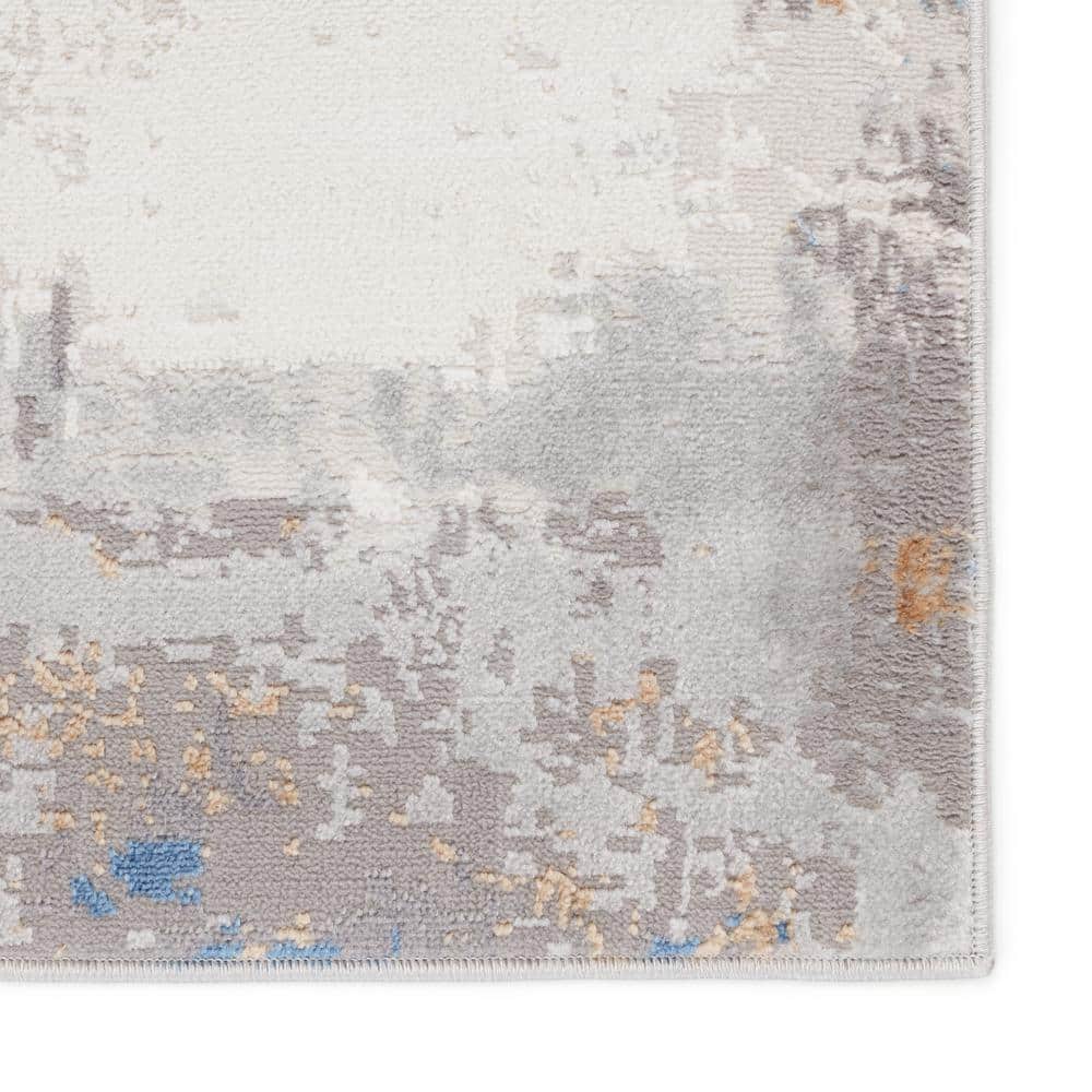Grotto 3' x 12' Gray Blue Abstract Wool Runner Rug