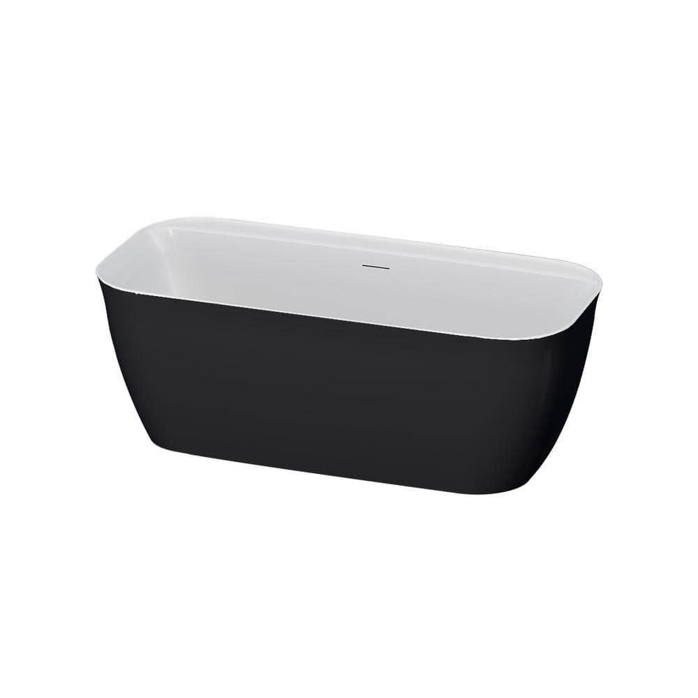 A&E Panya 63 in. x 31.5 in. Soaking Bathtub with Middle Drain in Black ...