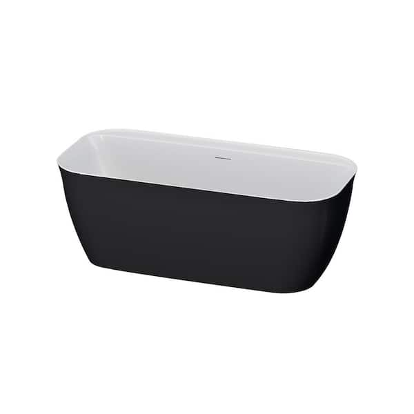 A&E Panya 63 in. x 31.5 in. Soaking Bathtub with Middle Drain in Black/Matte