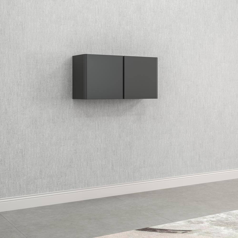 Graphite Gray 36-Inch Steel Wall-Mount Storage Cabinet with Adjustable Shelf