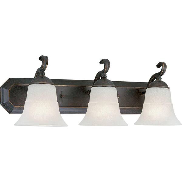 Progress Lighting Melbourne Collection 3-Light Espresso Vanity Light with Etched Watermark Glass Shades