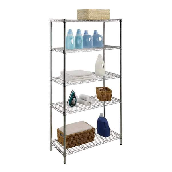 5-Tier Steel Wire Shelving Unit in Chrome (36 in. W x 72 in. H x 16 in. D)