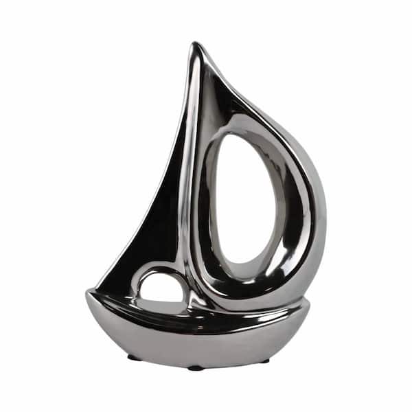 Silver 6 in. x 8 in. Ceramic Sailboat