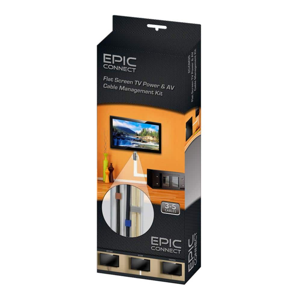 EPIC CONNECT TV Cable Management Organizer Raceway Wire Cover for A/V and Power Cables -  259-3400