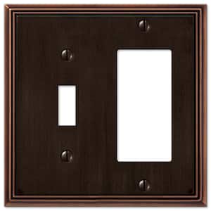Rhodes 2 Gang 1-Toggle and 1-Rocker Metal Wall Plate - Aged Bronze