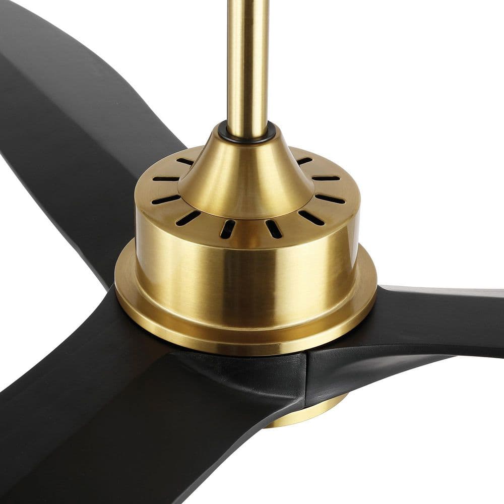 52-Inch Black and Gold Modern Ceiling Fan with LED Light and Remote