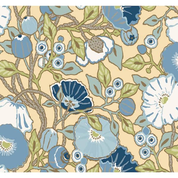 York Wallcoverings Vincent Poppies Sunflower Multi-Colored Matte Pre-pasted Paper Wallpaper 60.75 sq. ft