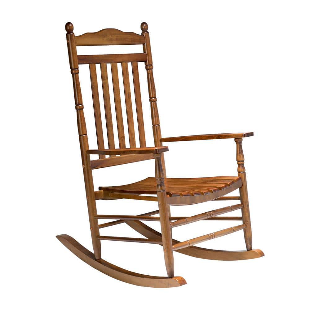 Round Uprights Natural Solid Wood Outdoor Rocking Chair