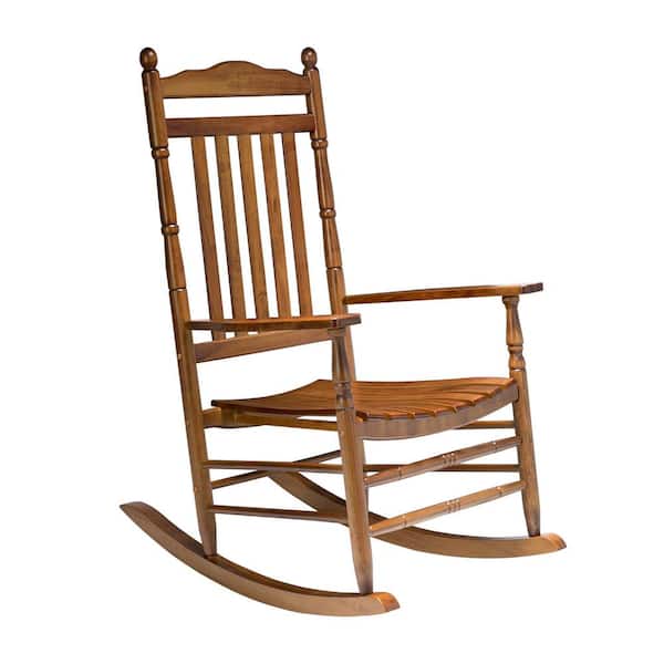 Karl home Round Uprights Natural Solid Wood Outdoor Rocking Chair