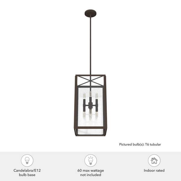 Hunter Felippe 8-Light Onyx Bengal Modern/Contemporary Seeded Glass Lantern LED Medium Hanging Pendant Light