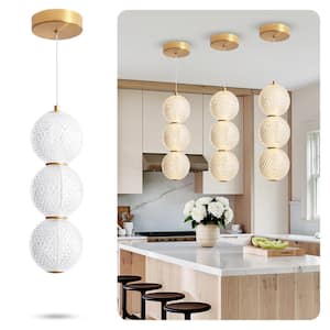 3 light 21W 3000K Dimmable Integrated LED Gold Chandelier Height and Brightness are Adjustable for Dining Room Kitchen