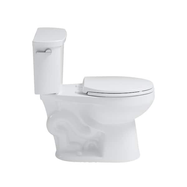 CRAFT + MAIN - Deven Flush Guard 12 in. 2-Piece 1.28 GPF Single Flush Elongated Toilet in White with Overflow Protection, Seat Included
