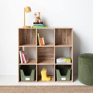 34 in. H x 34 in. W x 11.8 in. D Natural Wood 9- Cube Organizer