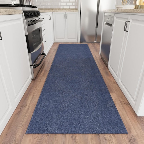 Emmy Non-Slip Rubberback Indoor Custom Cut Runner Rug, 2 ft. x 5 ft., Navy